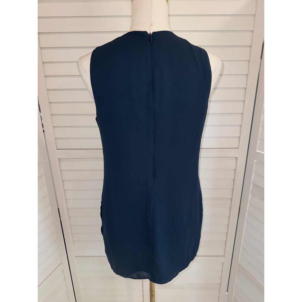 White House Black Market Blouse Women Teal Embroidered Sequin Sleeveless Size 4 - Picture 10 of 10